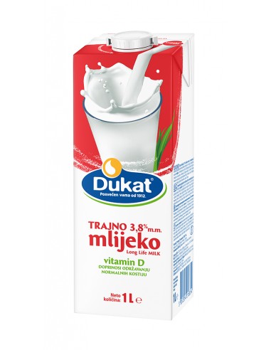 Dukat trajno mlijeko, 3,8 % m.m., 1 l